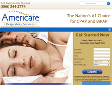 Tablet Screenshot of americarecpap.com
